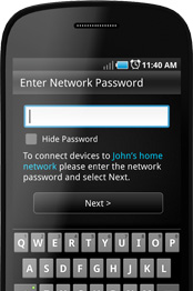 Play-Fi Android app - Enter network password screen